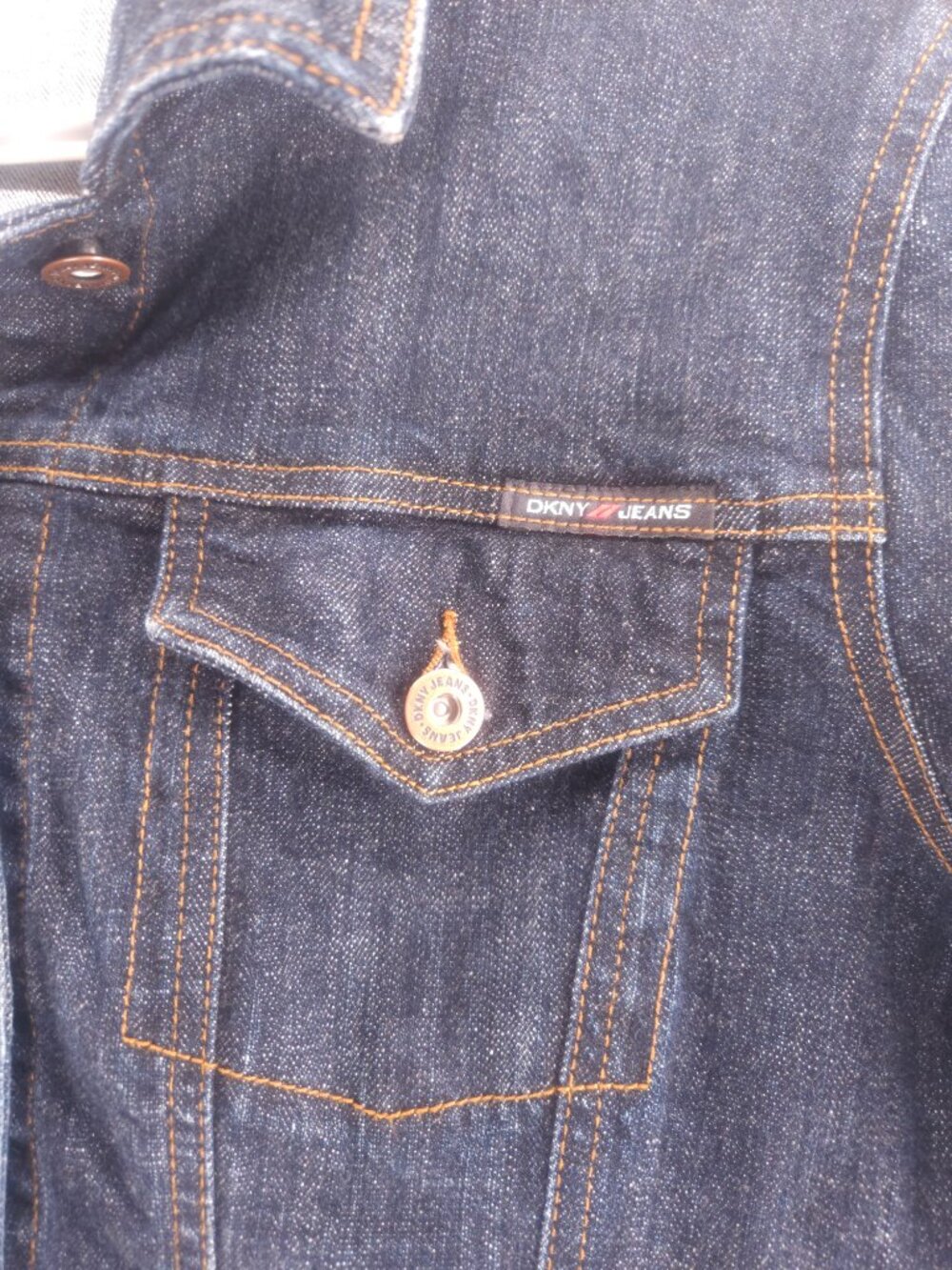 DKNY, Jean Jacket, Vintage Y2K, Fitted Dark Wash Denim, Size US M - Picture 5 of 8